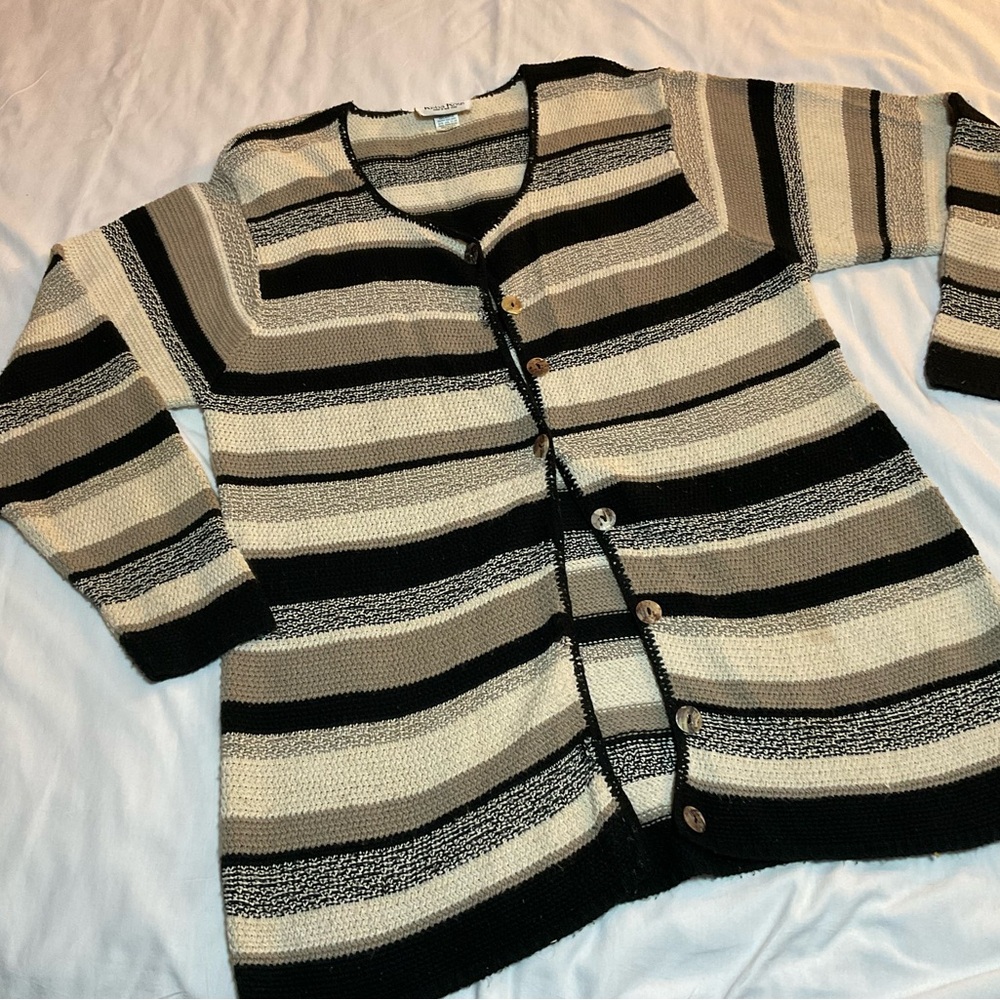 Striped Black and Cream Cardigan